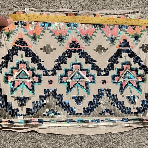 Express Multicolor Sequin Geometric Mini Skirt - Picture 5 of 5